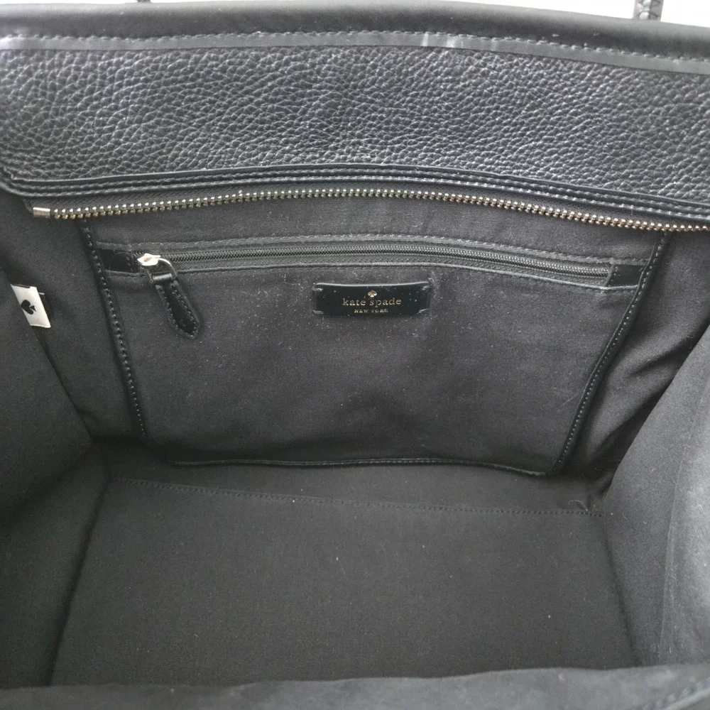 Kate Spade New‎ York Ella Black Pebbled Leather Double Handles Zipper Tote Bag